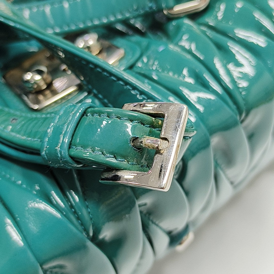 Quilted Patent Leather Shoulder Bag Green