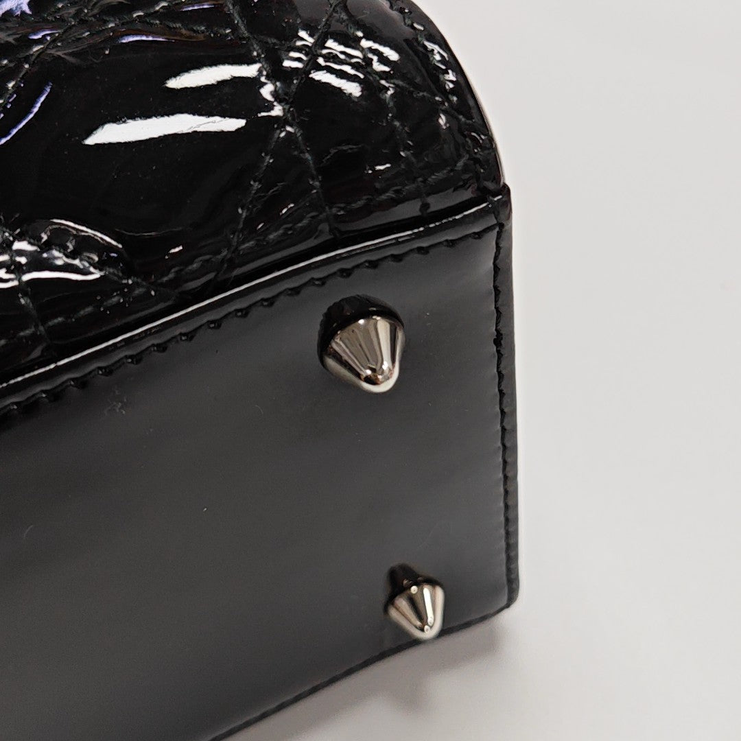 Lady Dior Medium Cannage Patent Leather Black