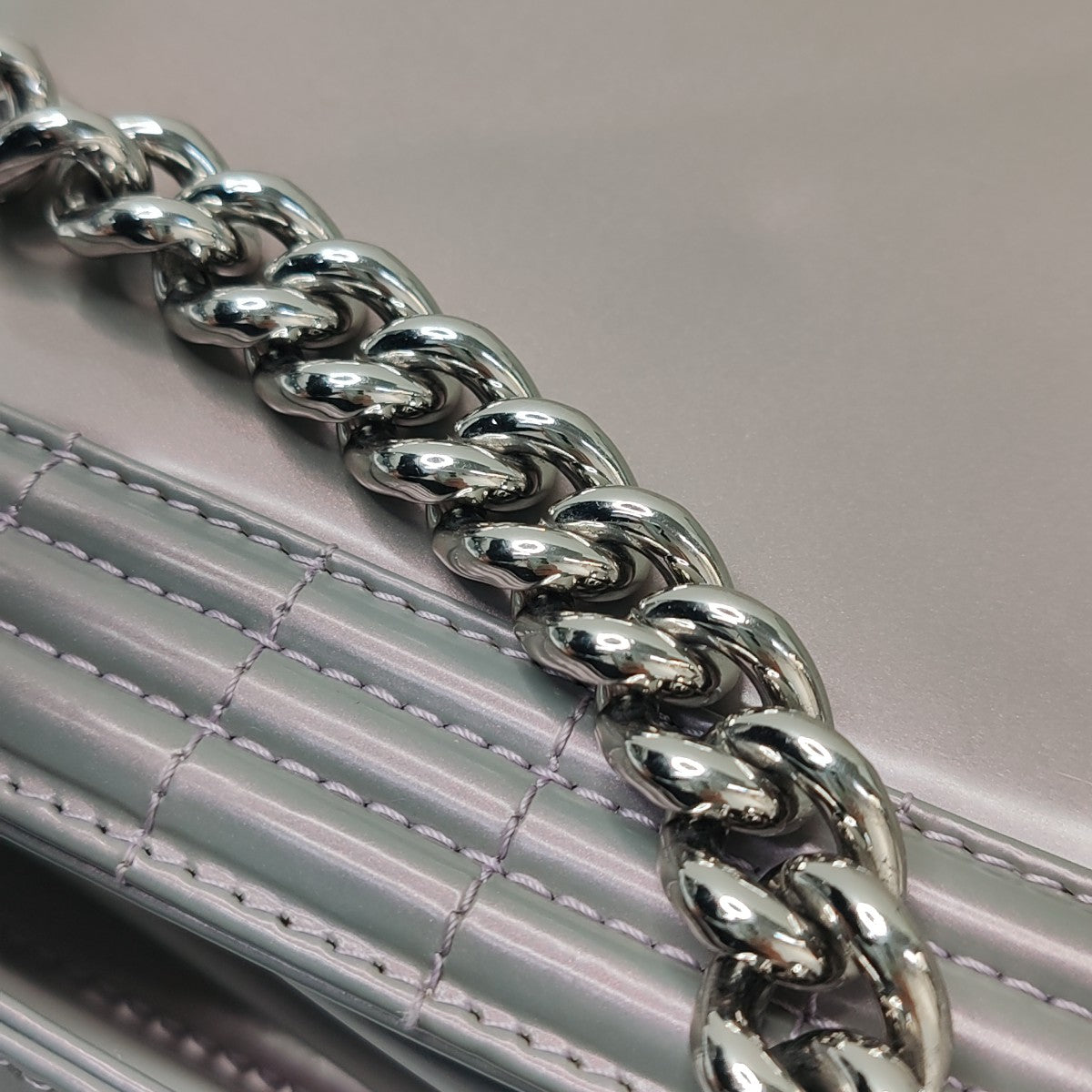 BOY CHANEL Maxi Patent Leather Gray