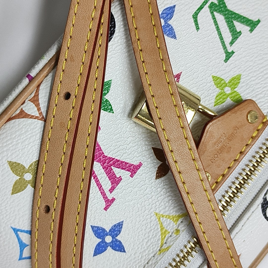 LV × TM Vanity Chain Pouch Monogram Coated Canvas White