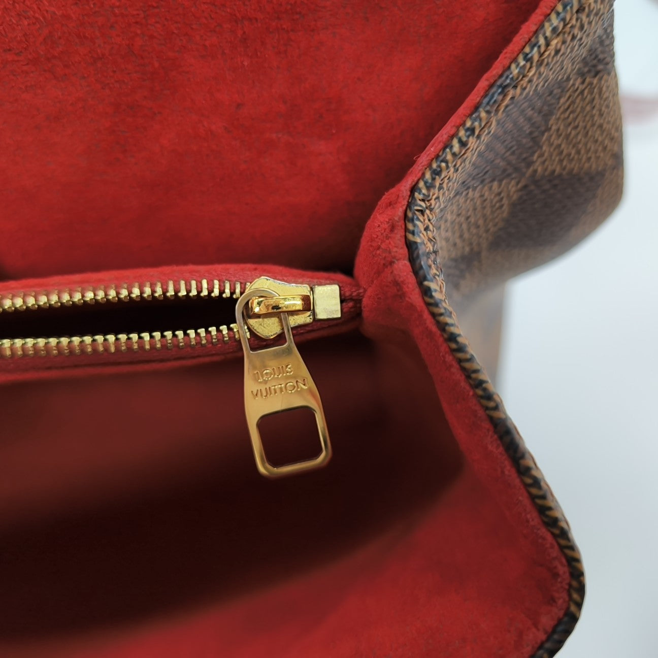 CAÏSSA Damier Ebene Coated Canvas Brown