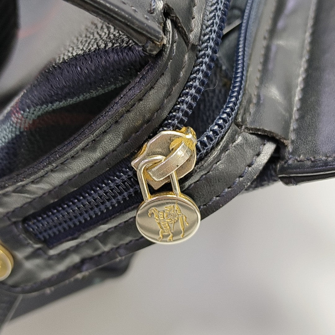Coated Canvas Shoulder Bag Blue