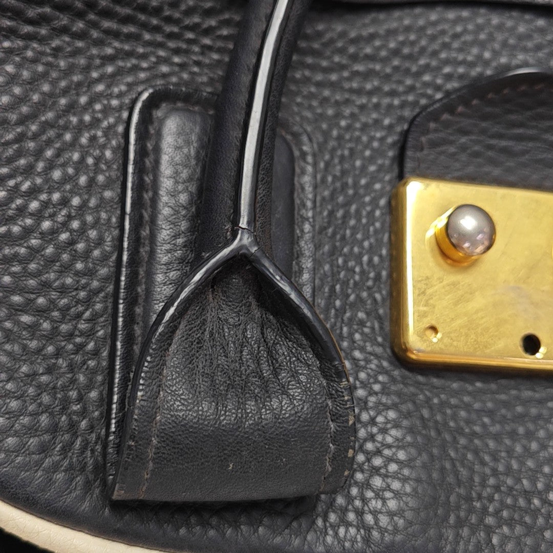 Calfskin Top Handle Bag Black