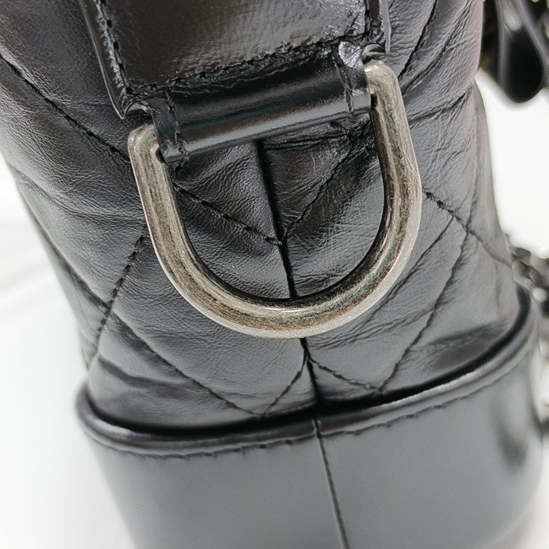 GABRIELLE Small Quilted Vintage Calf Black