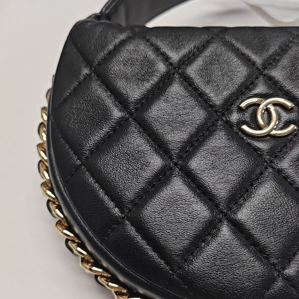 Quilted Lambskin Top Handle Bag Mini Black