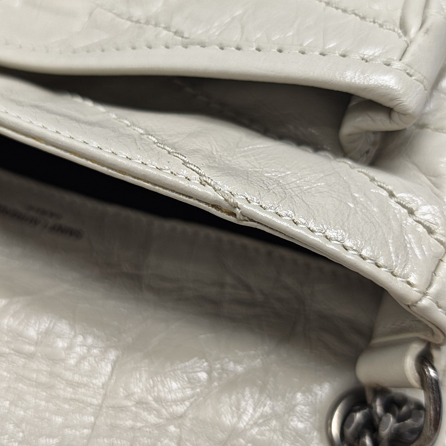 NIKI Small Chevron Calfskin White