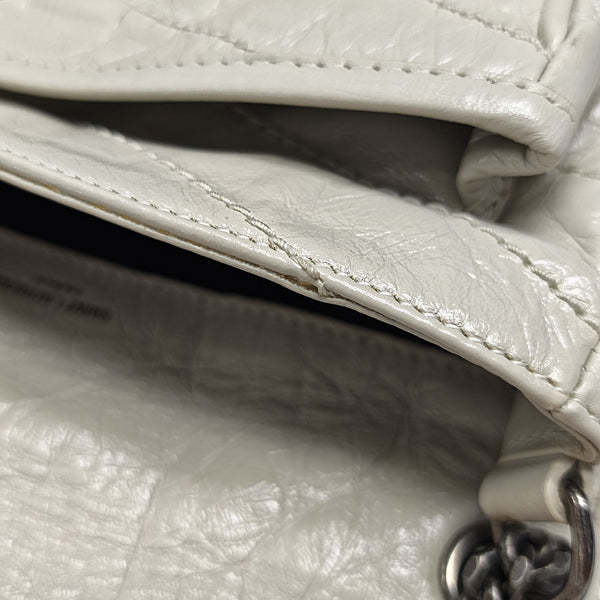 NIKI Small Chevron Calfskin White