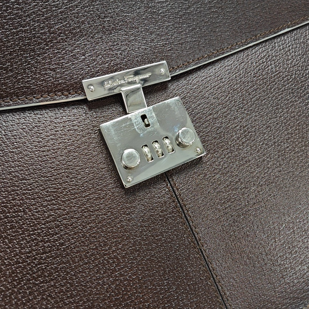 Calfskin Top Handle Bag Brown