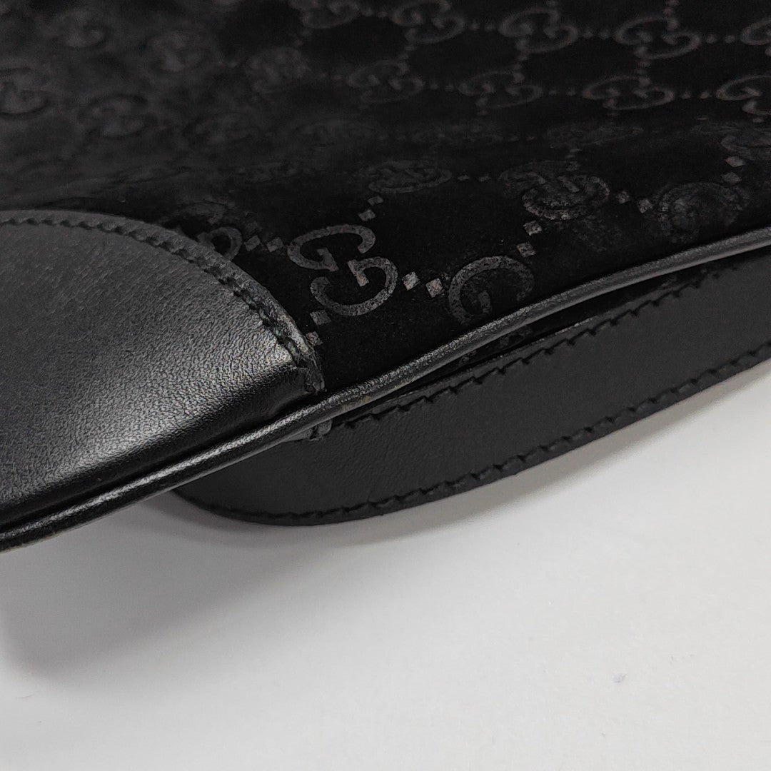 Monogram Suede Shoulder Bag Black