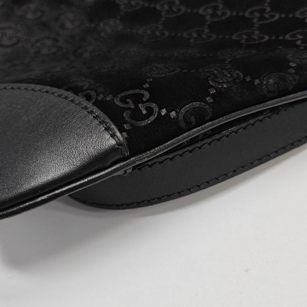 Monogram Suede Shoulder Bag Black