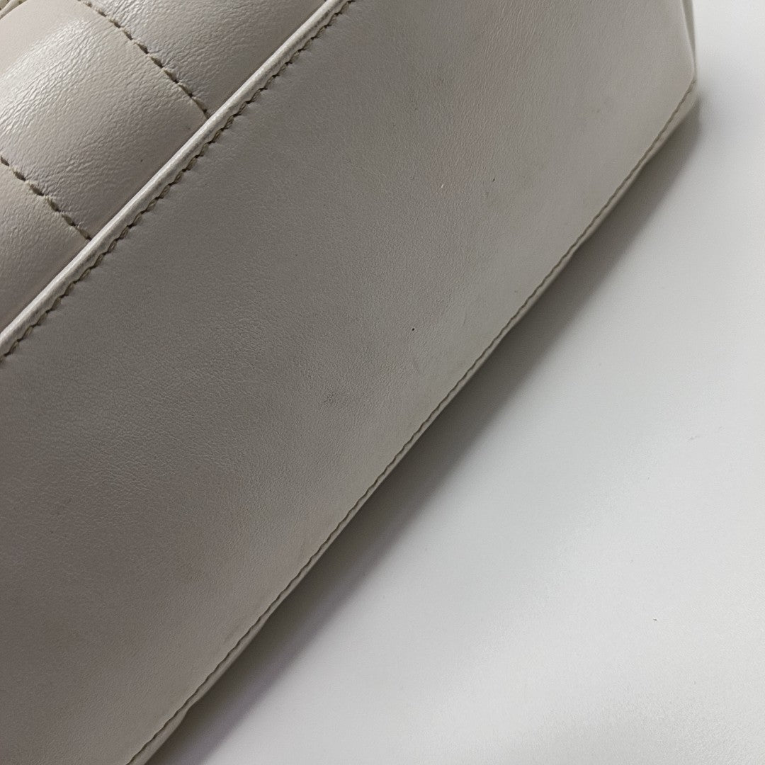 LOULOU Small Chevron Calfskin White