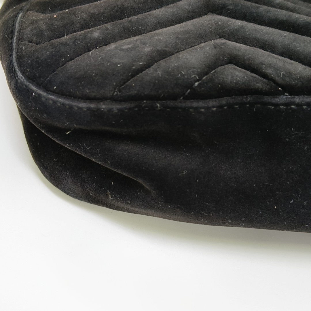 GG Marmont Medium Quilted Velvet Black