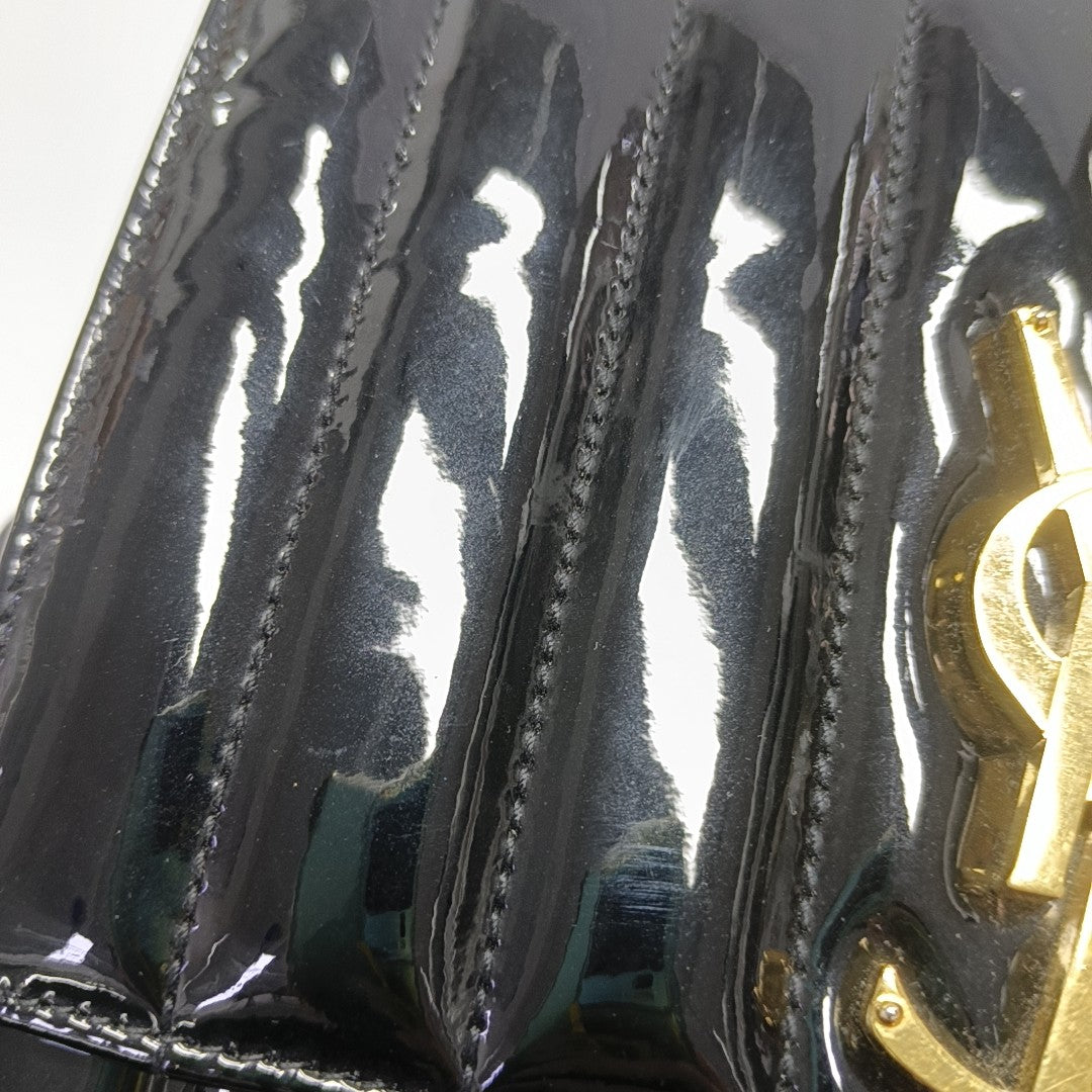 Quilted Patent Leather Shoulder Bag Black
