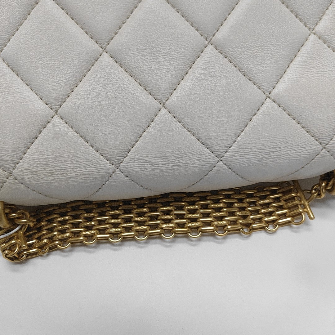 Quilted Lambskin Shoulder Bag Mini White