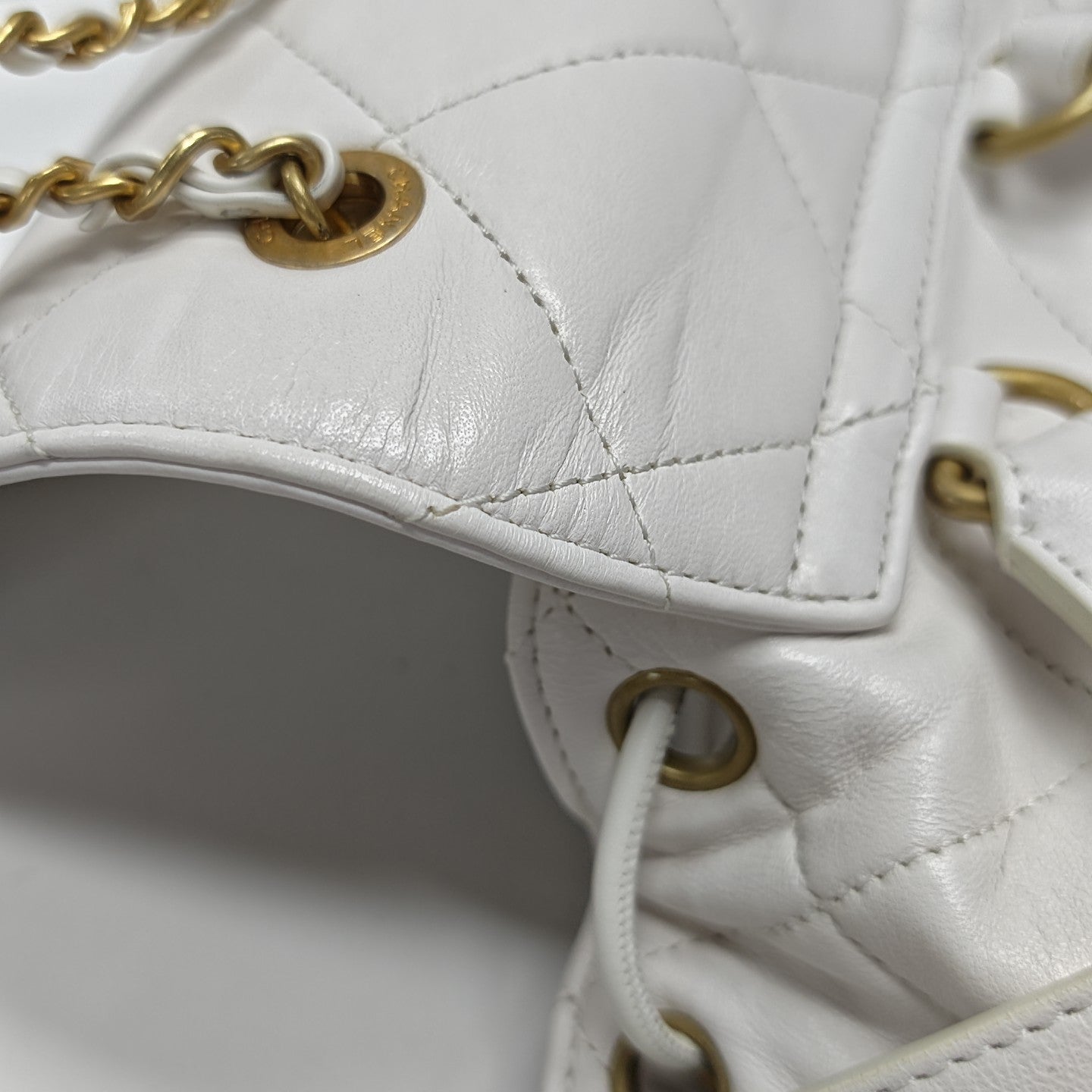 Quilted Lambskin Backpack White