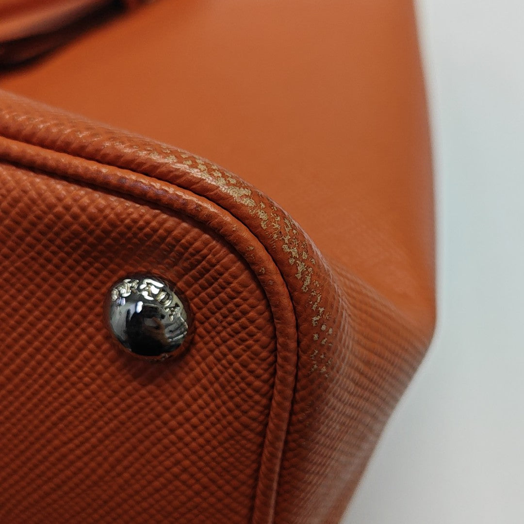 Double Large Saffiano Calfskin Orange