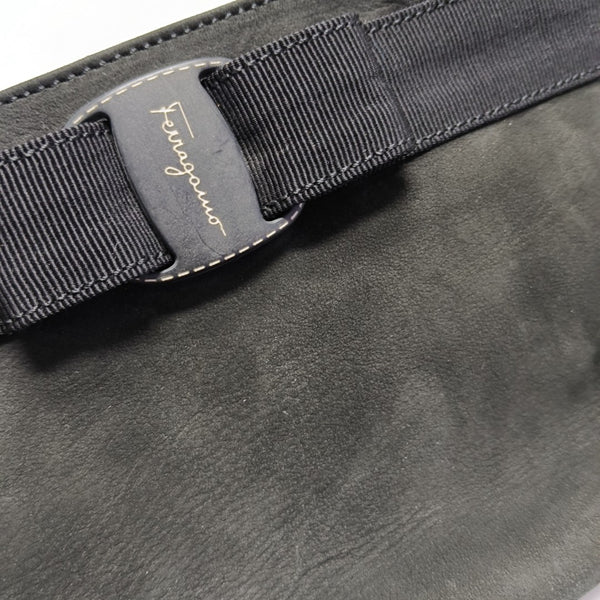 Suede Top Handle Bag Black
