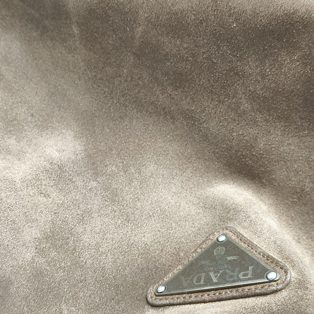Suede Top Handle Bag Brown