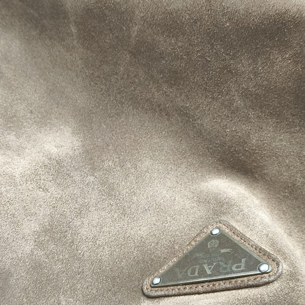 Suede Top Handle Bag Brown