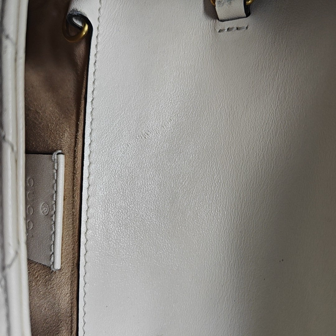 GG Marmont Mini Quilted Calfskin White