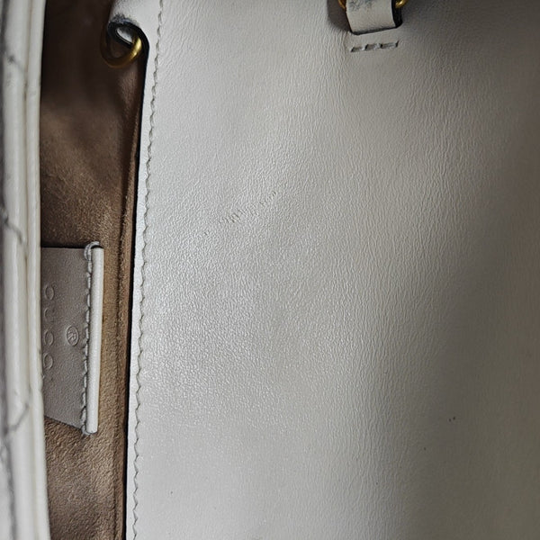 GG Marmont Mini Quilted Calfskin White