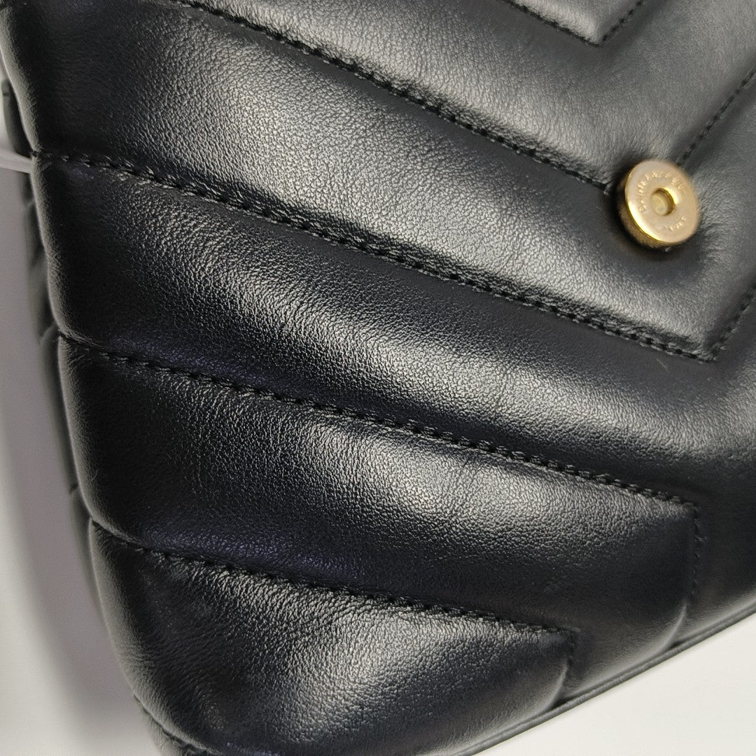 LOULOU Extra Small Chevron Calfskin Black