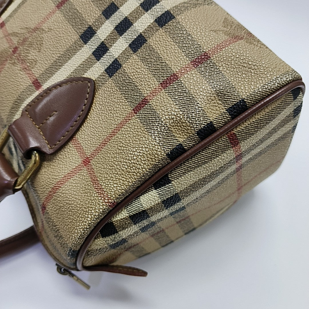 Coated Canvas Top Handle Bag Beige