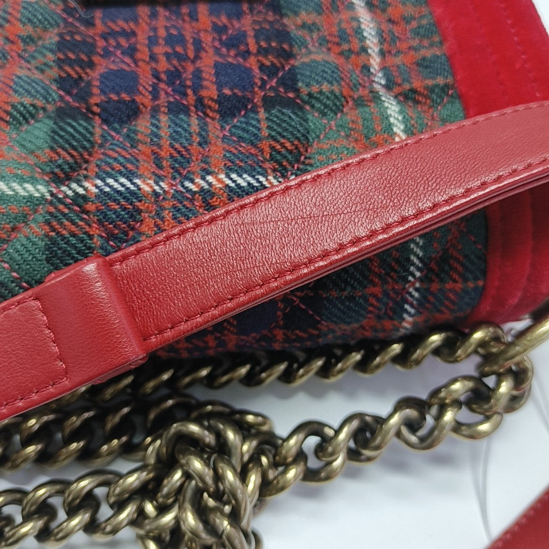 BOY CHANEL Small Quilted Velvet Red