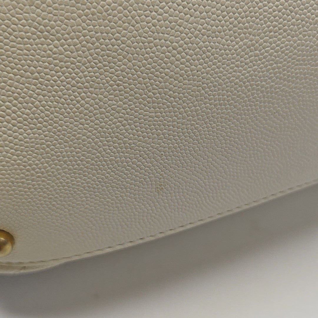 COCO HANDLE Medium Quilted Grained Calfskin Beige