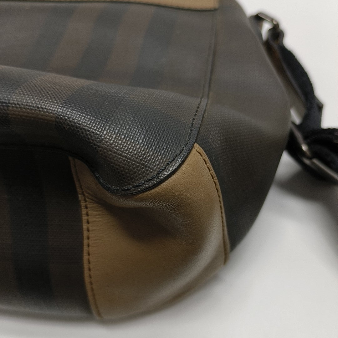 Coated Canvas Shoulder Bag Brown