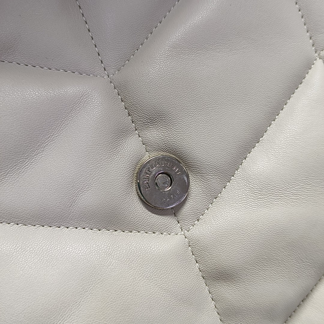 PUFFER Medium Quilted Lambskin White