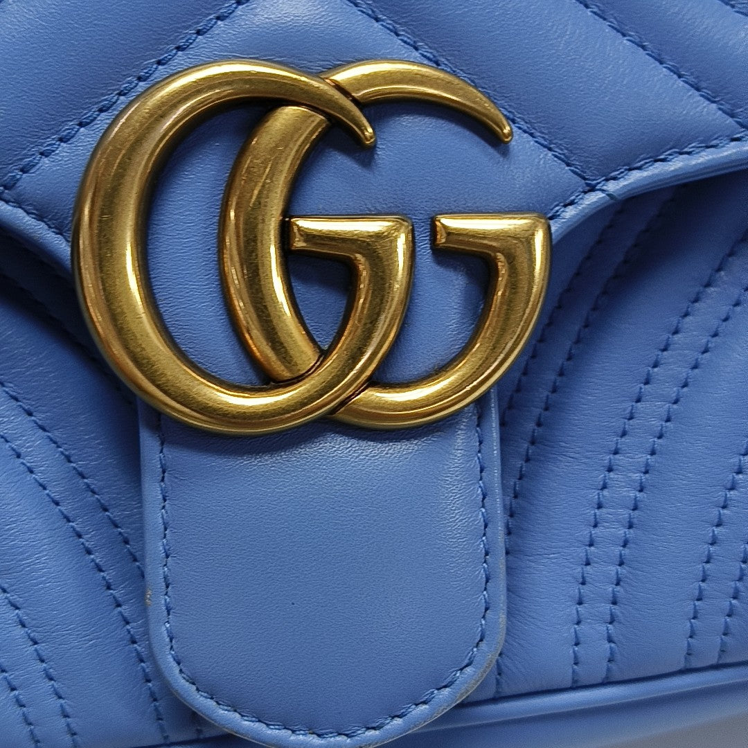 GG Marmont Medium Quilted Calfskin Blue