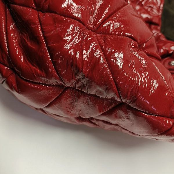 Quilted Patent Leather Shoulder Bag Red