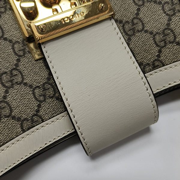 Padlock Medium Monogram Coated Canvas Beige