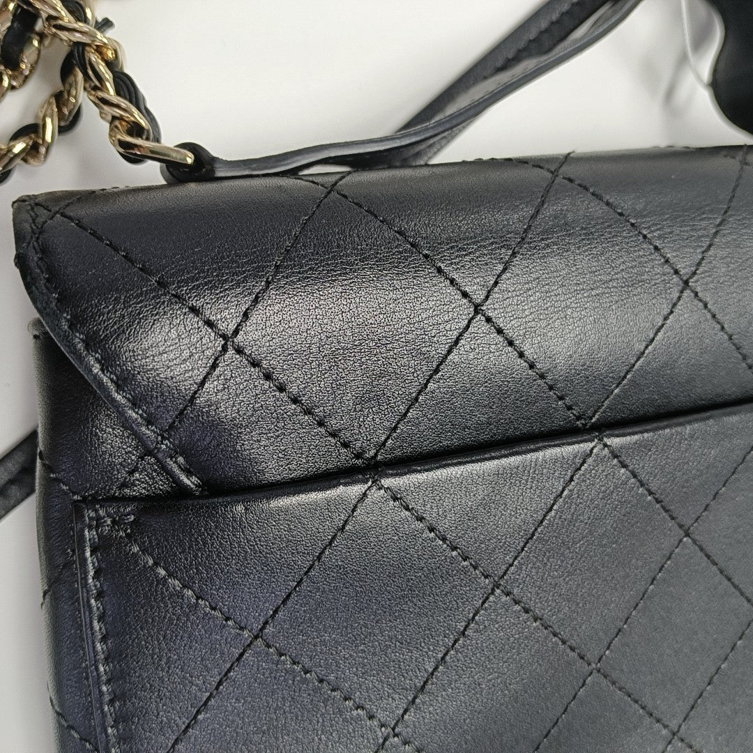Quilted Calfskin Shoulder Bag Black