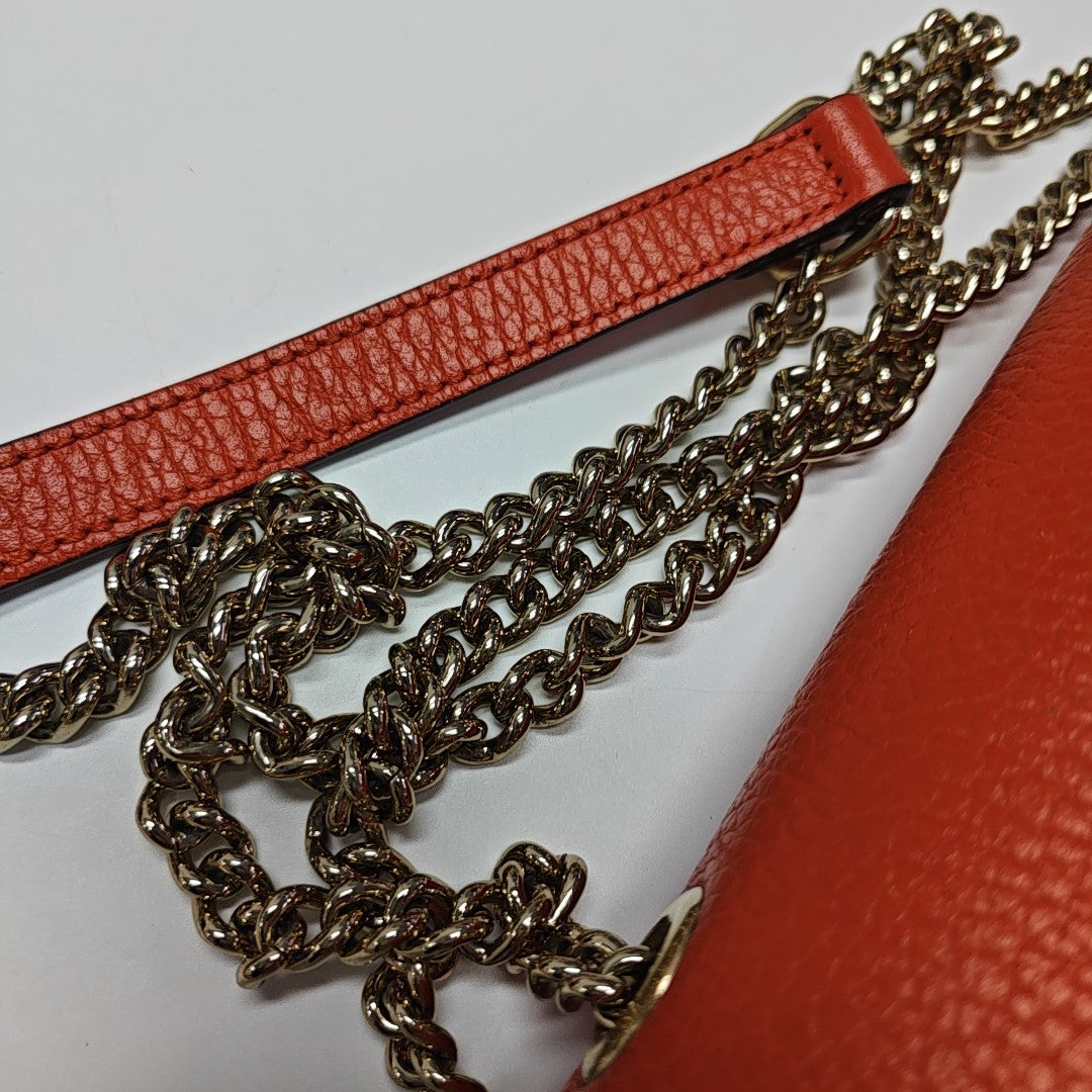 Interlocking G Small Calfskin Orange