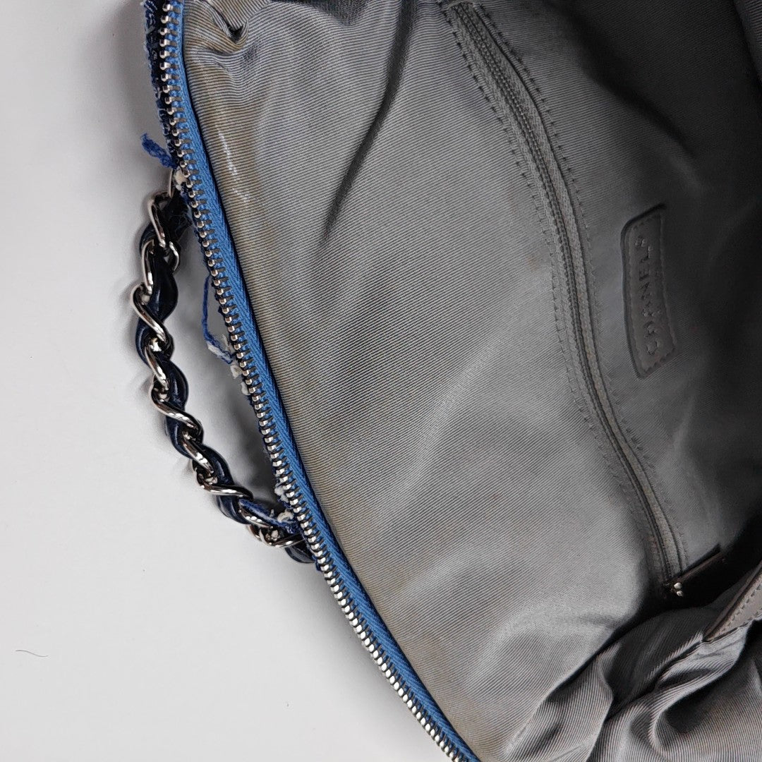 Quilted Calfskin Tote Bag Blue