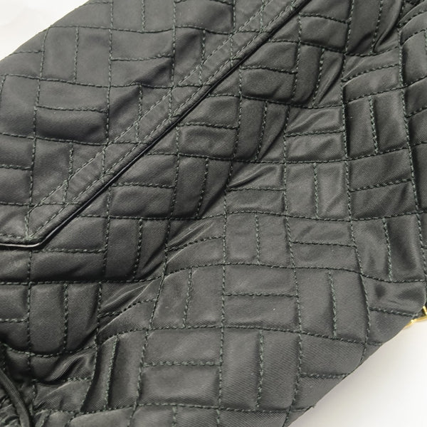 Quilted Nylon Shoulder Bag Black