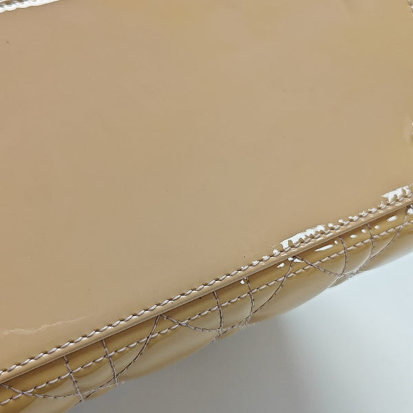 Lady Dior Medium Cannage Patent Leather Beige