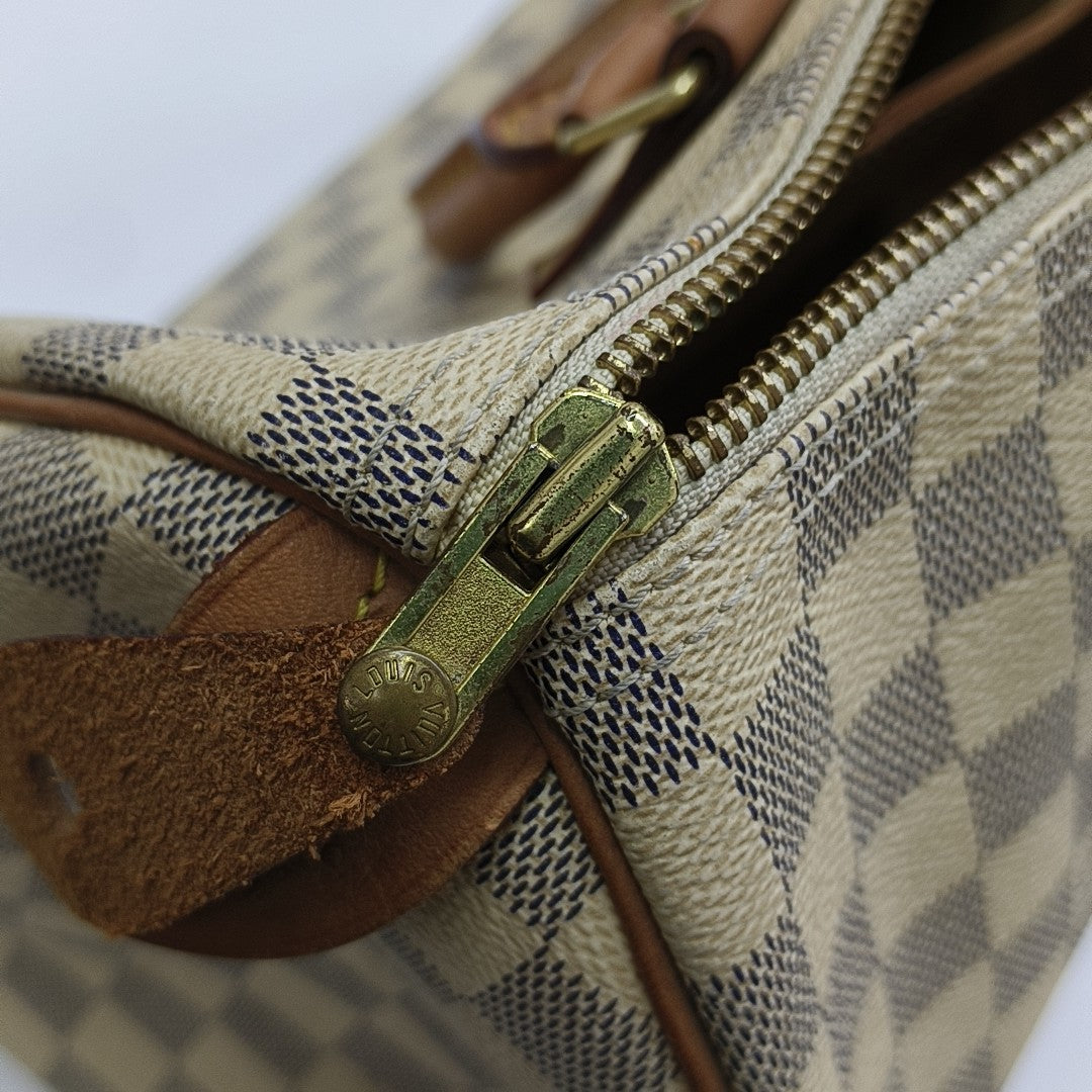 SPEEDY 30 Damier Azur Coated Canvas White