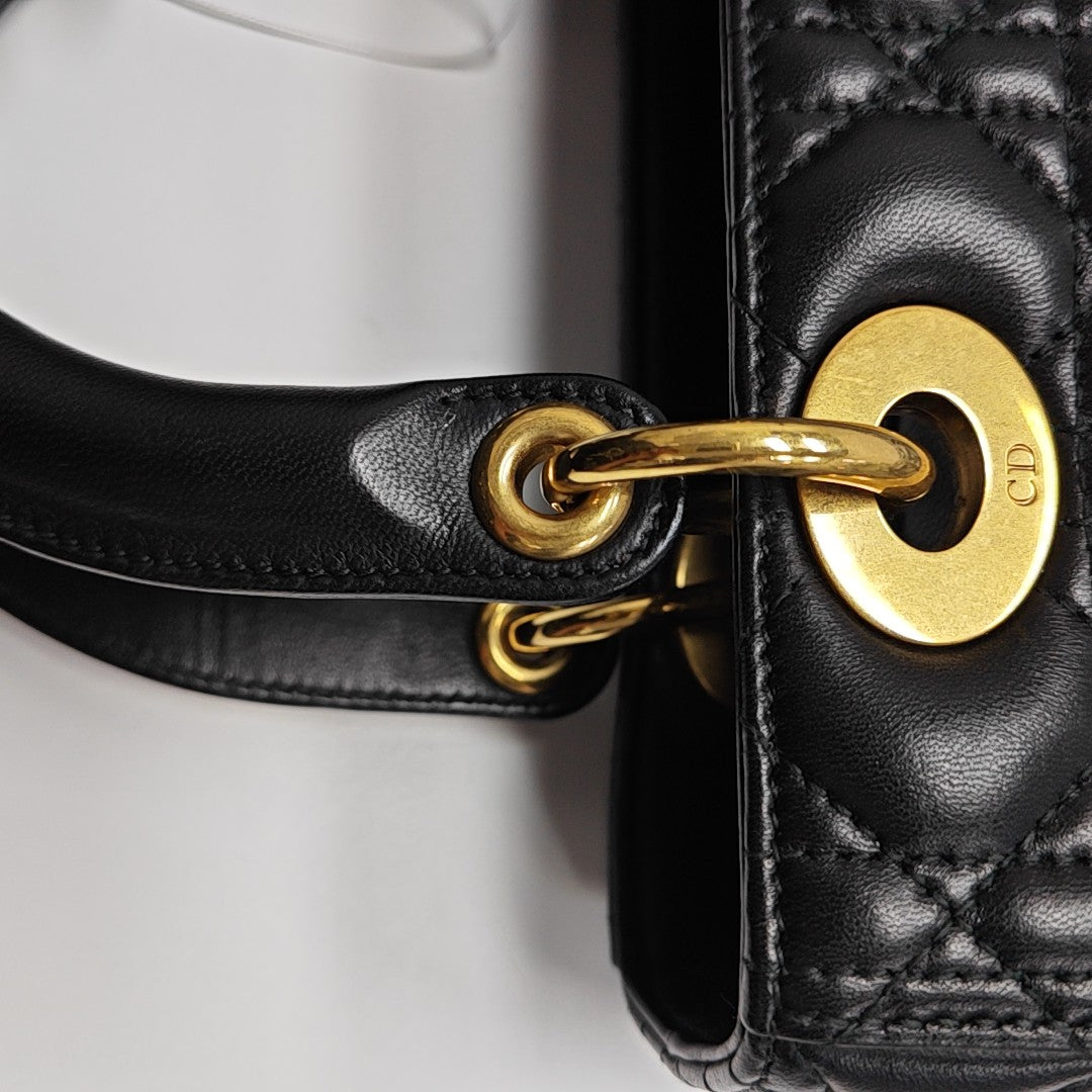 Lady Dior Medium Cannage Lambskin Black