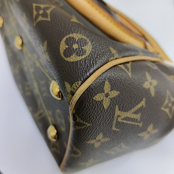 Monogram Coated Canvas Top Handle Bag Brown