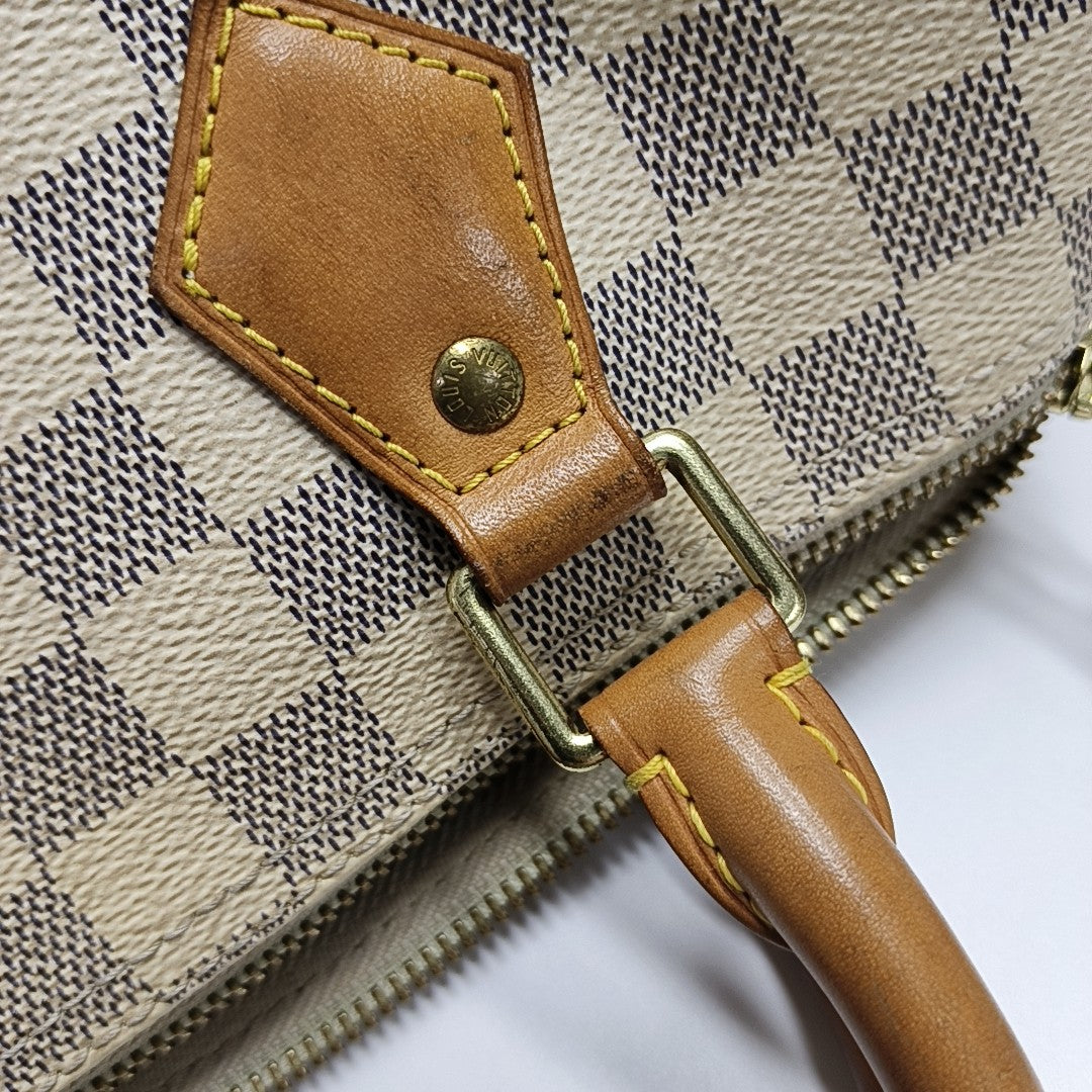 SPEEDY 25 Damier Azur Coated Canvas White