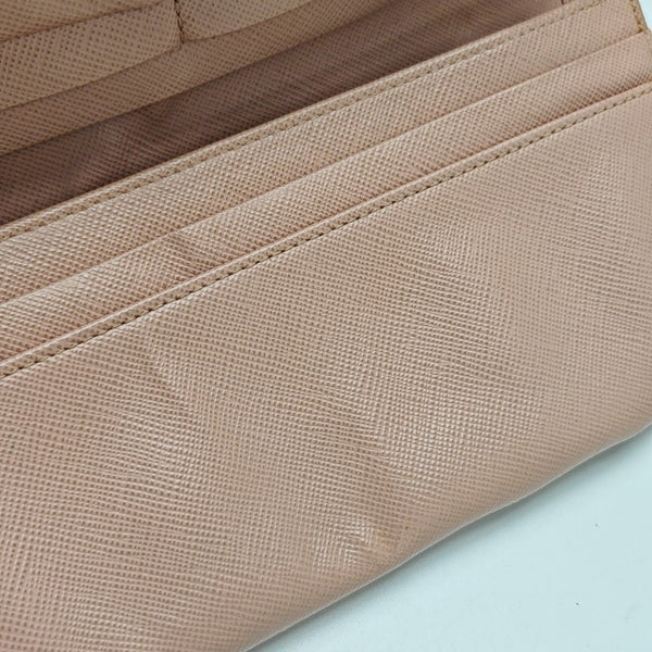 Fiocco Bow Saffiano Calfskin Pink Wallet