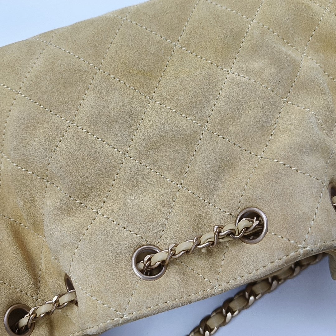 CHANEL 25 Quilted Suede Yellow