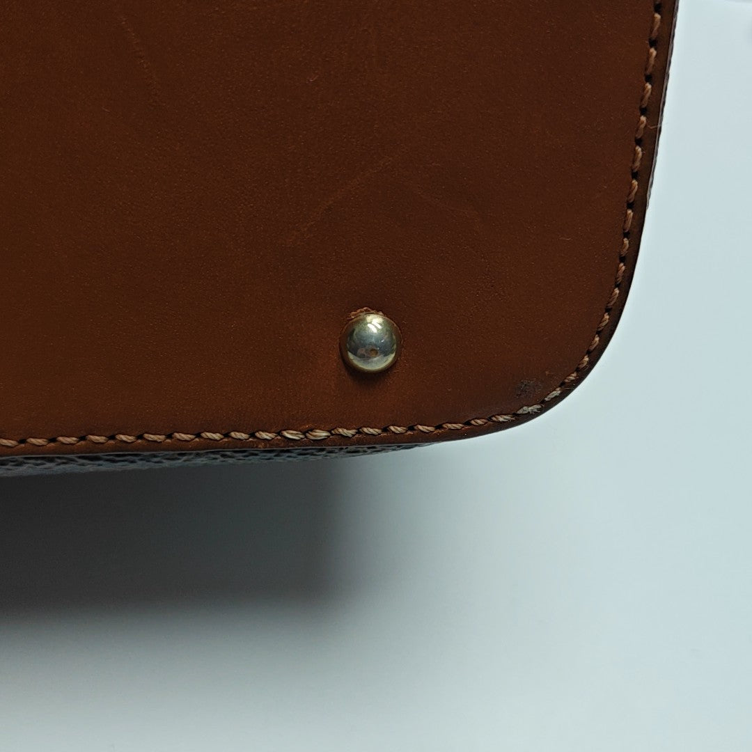 Coated Canvas Top Handle Bag Brown