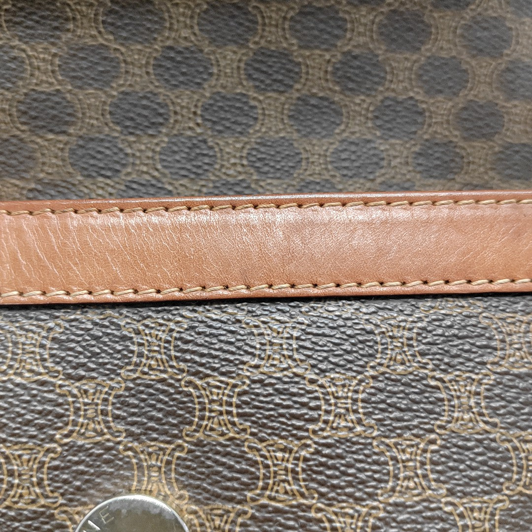 Coated Canvas Top Handle Bag Brown