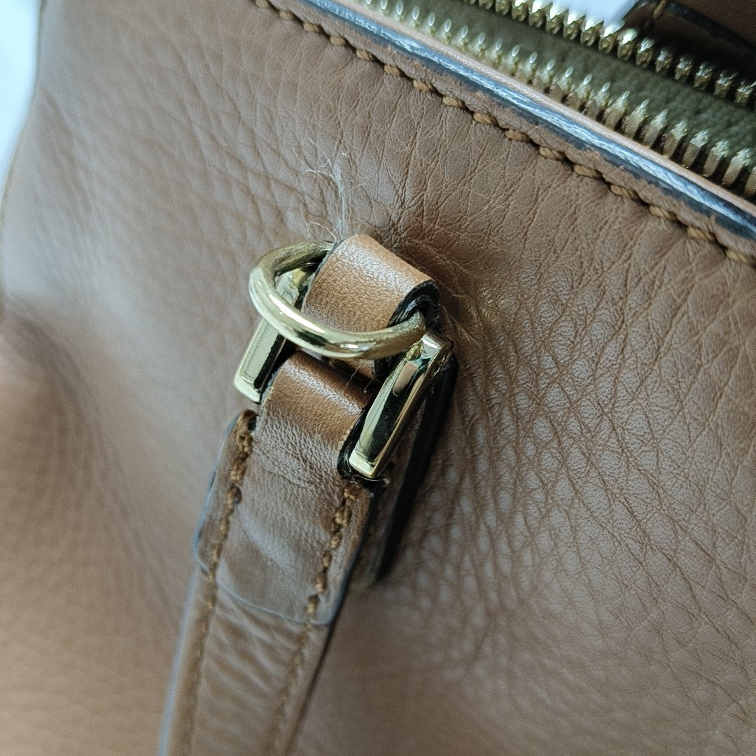 Calfskin Top Handle Bag Brown