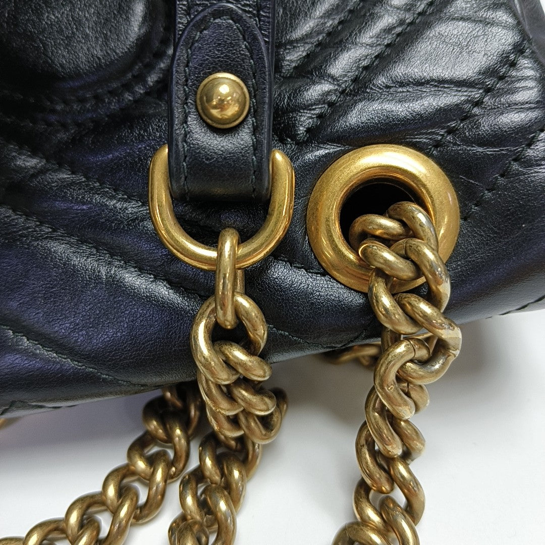 GG Marmont Small Quilted Calfskin Black