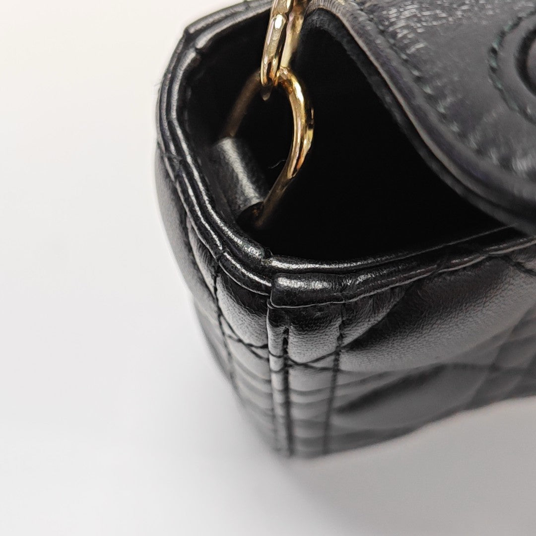 Lady D-Joy Small Quilted Lambskin Black